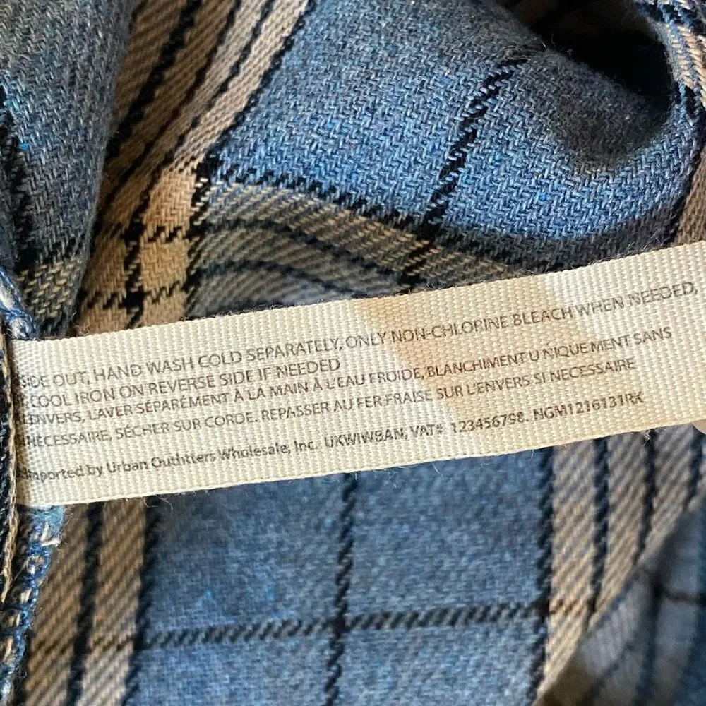 Free people Sunday morning sleep shirt sapphire blue plaid small new